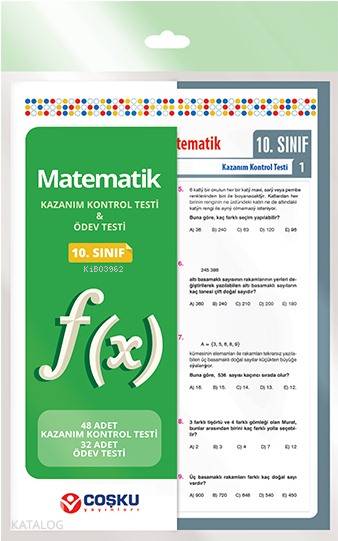 10. Sınıf Matematik Konu Testi; 48 Adet KKT & 32 Adet ÖT