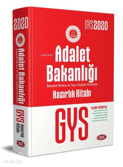 Data Yayınları 2020 GYS Adalet Bakanlığı Bakanlık Merkez ve Taşra Teşkilatı Personeli Hazırlık Kitab