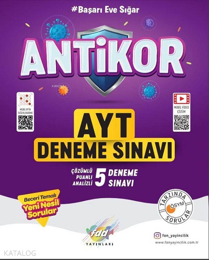 FDD Yayınları AYT Antikor Çözümlü 5 Deneme Sınavı 2020 Özel FDD 