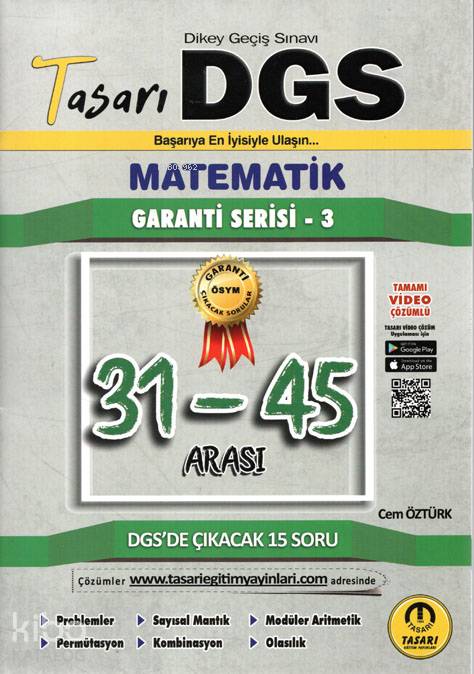  DGS 2020 Garanti Serisi3 Matematik 31 45 Arası Çözümlü Sorular | Tasarı Yayınları | 9789944351393 | 