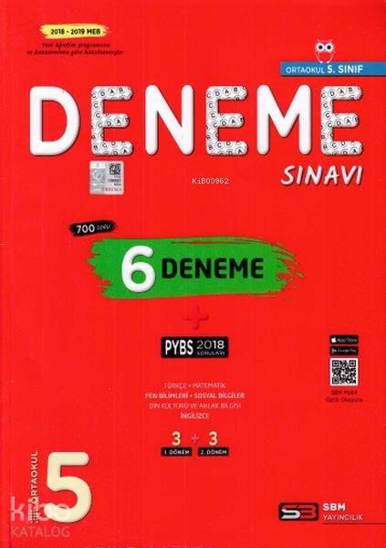 SBM Yayınları 5. Sınıf 6 Deneme Sınavı + 2018 PYBS Soruları SBM 