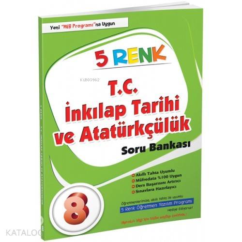 5 Renk Yayınları 8. Sınıf LGS T.C. İnkılap Tarihi ve Atatürkçülük Soru Bankası 5 Renk 