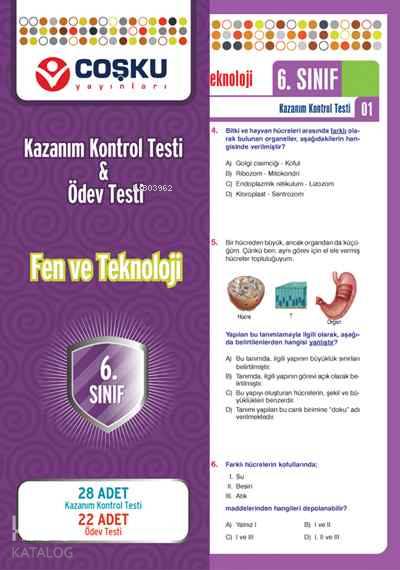 6. Sınıf Fen ve Teknoloji Testleri; 28 Adet KKT & 22 Adet ÖT