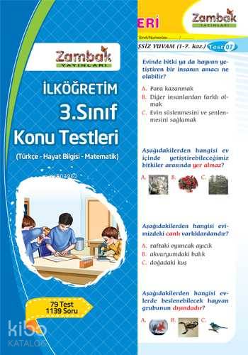 Hayat Bilgisi - Türkçe - Matematik| 3. Sınıf Konu Testleri; 79 Test - 1139 Soru