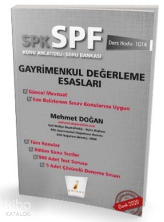  SPK SPF Gayrimenkul Değerleme Esasları Konu Anlatımlı Soru Bankası 1014 | SPK SPF Gayrimenkul Değerleme Esasları Konu Anlatımlı Soru Bankası 1014 | Mehmet Doğan | Pelikan Yayınevi | 9786052268230 