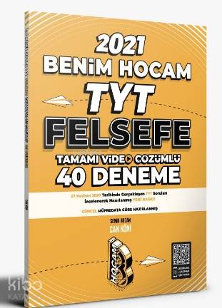 2021 TYT Felsefe Tamamı Video Çözümlü 40 Deneme Sınavı Benim Hocam Yayınları