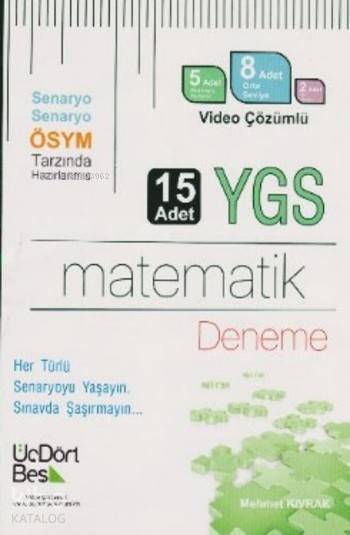  YGS Matematik Video Çözümlü 15 Deneme | Mehmet Kıvrak | Üç Dört Beş Yayıncılık | 9786058368286 | 