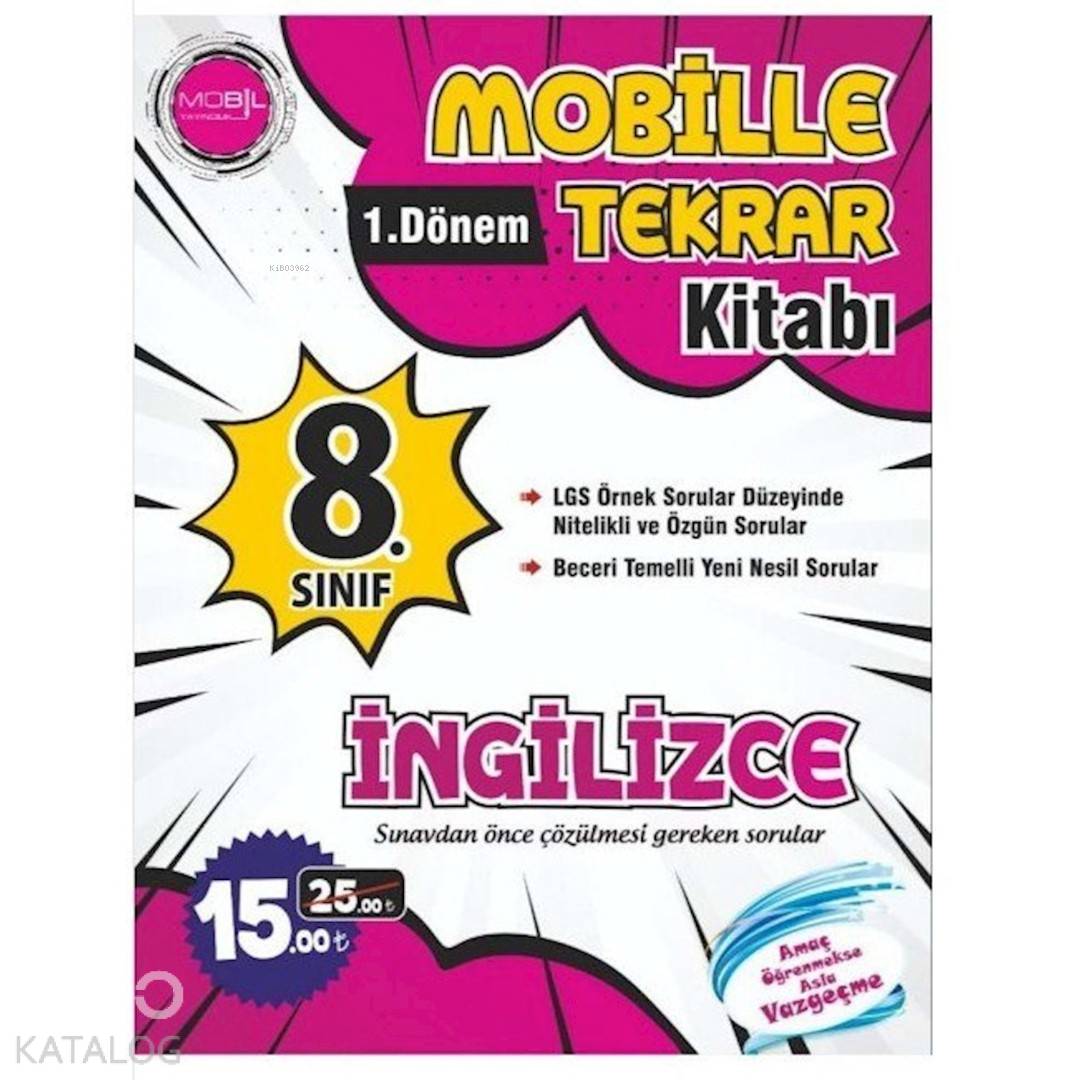 Mobil Yayınları 8. Sınıf 1. Dönem LGS İngilizce Mobille Tekrar Kitabı Mobil 