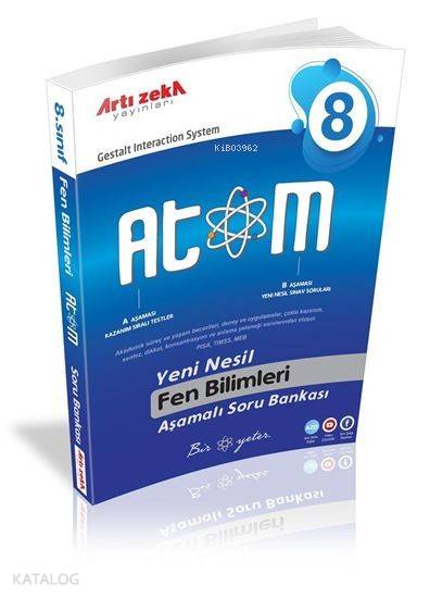 Artı Zeka Yayınları 8. Sınıf LGS ATOM Fen Bilimleri Yeni Nesil Aşamalı Soru Bankası Artı Zeka 