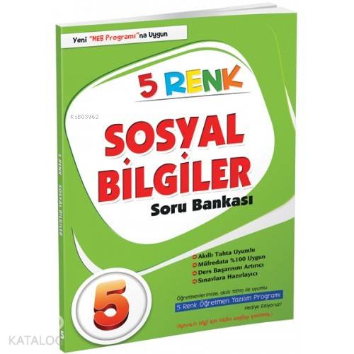 5 Renk Yayınları 5. Sınıf Sosyal Bilgiler Soru Bankası 5 Renk 