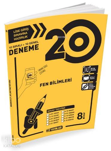 Hız Yayınları 8. Sınıf LGS Fen Bilimleri 20 Deneme Hız 