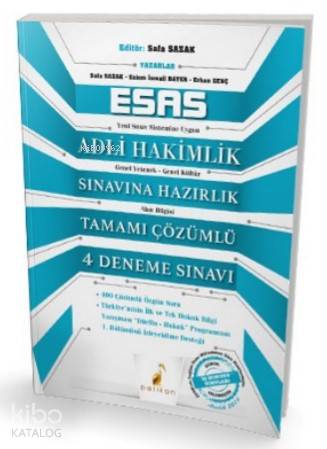 Esas Adli Hakimlik Sınavına Hazırlık Tamamı Çözümlü 4 Deneme Sınavı