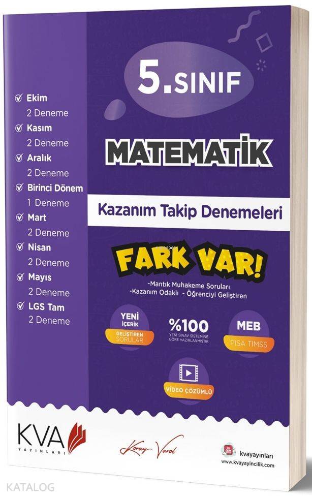 Koray Varol Yayınları 5. Sınıf Matematik Fark Var Kazanım Takip Denemeleri Koray Varol 