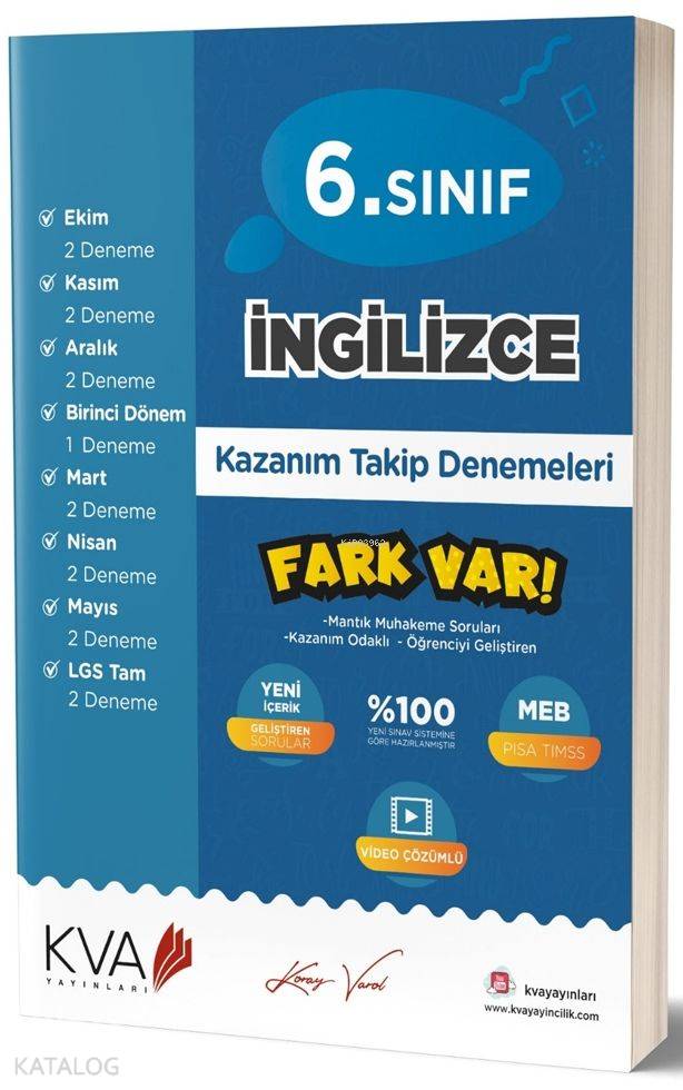Koray Varol Yayınları 6. Sınıf İngilizce Fark Var Kazanım Takip Denemeleri Koray Varol 