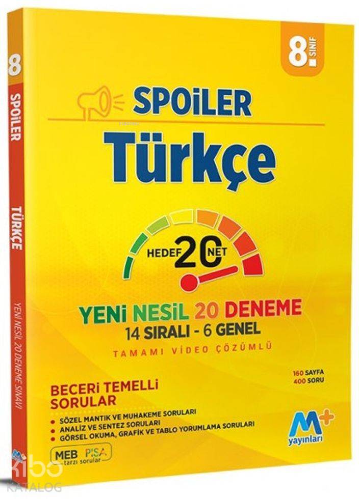 Martı Yayınları 8. Sınıf LGS Türkçe Spoiler Denemeleri Martı 
