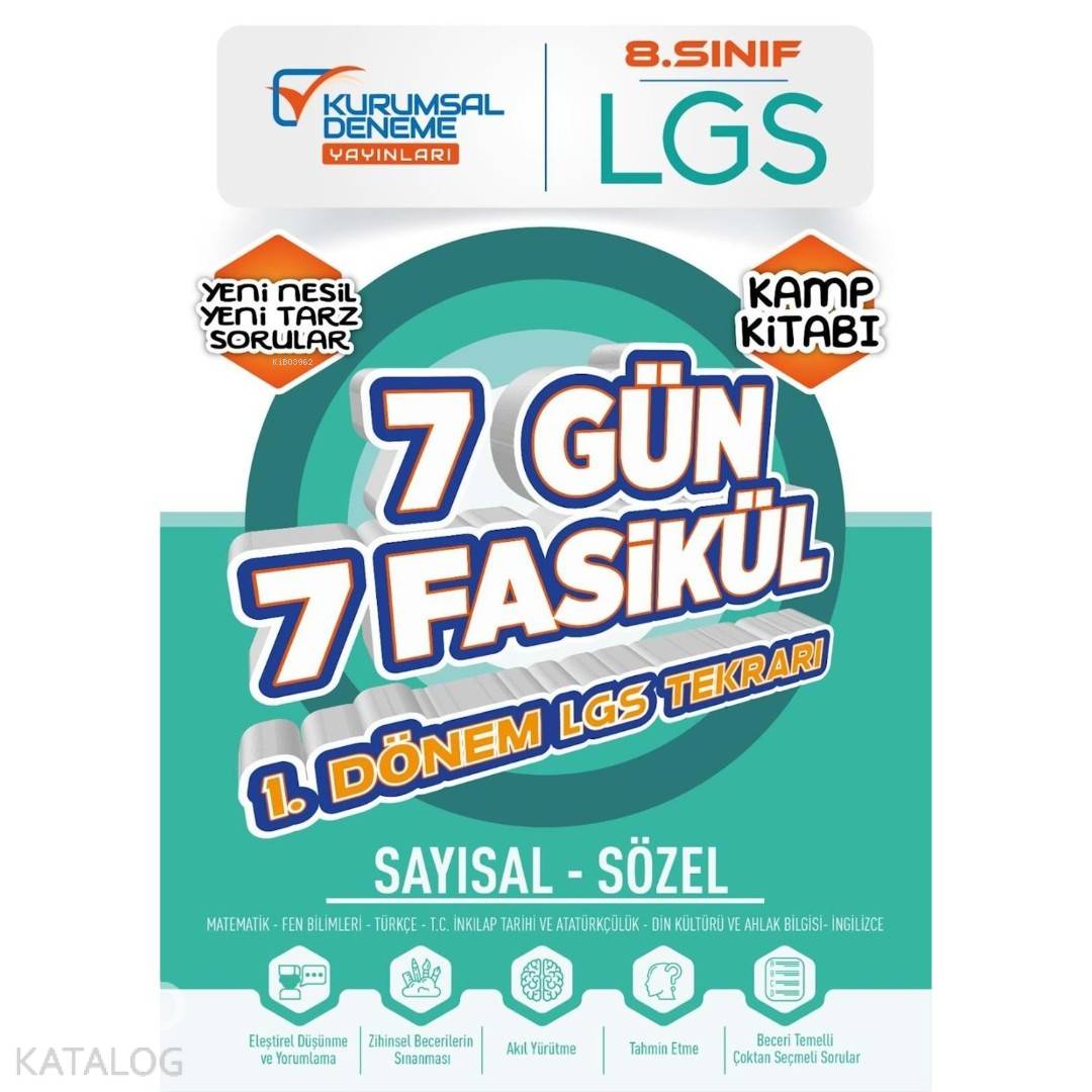 Kurumsal Deneme Yayınları 8. Sınıf 1. Dönem LGS Tekrarı Kamp Kitabı Kurumsal Deneme 