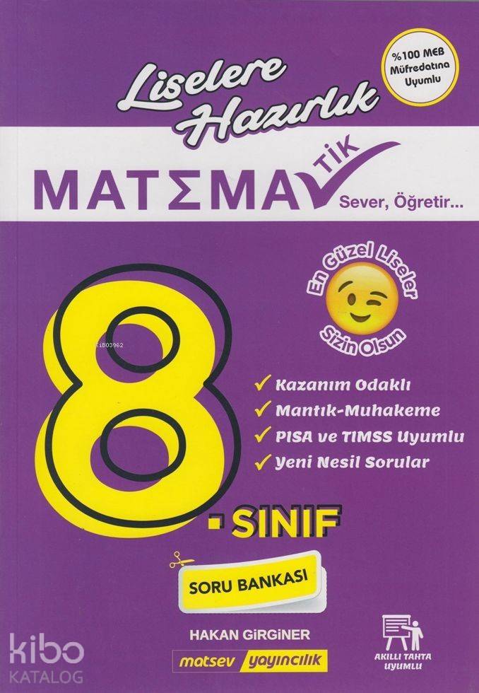 Matsev Yayınları 8. Sınıf LGS Matematik Soru Bankası Matsev 