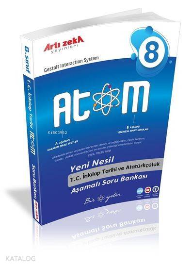 Artı Zeka Yayınları 8. Sınıf LGS ATOM T.C. İnkılap Tarihi ve Atatürkçülük Yeni Nesil Aşamalı Soru Bankası Artı Zeka 