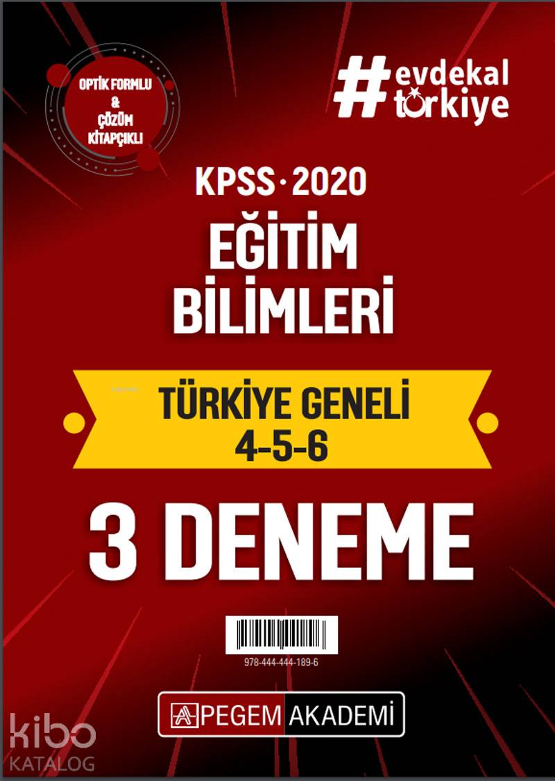 2020 KPSS Eğitim Bilimleri Türkiye Geneli Deneme (4.5.6) 3'lü Deneme Seti; Optik Formlu & Çözüm Kitapçıklı