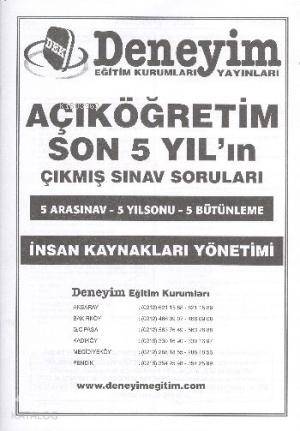 AÖF 4. Sınıf Kamu Yönetimi| İnsan Kaynakları Yönetimi; Çıkmış Sınav Soruları