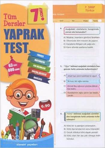 7. Sınıf Tüm Dersler Yaprak Test