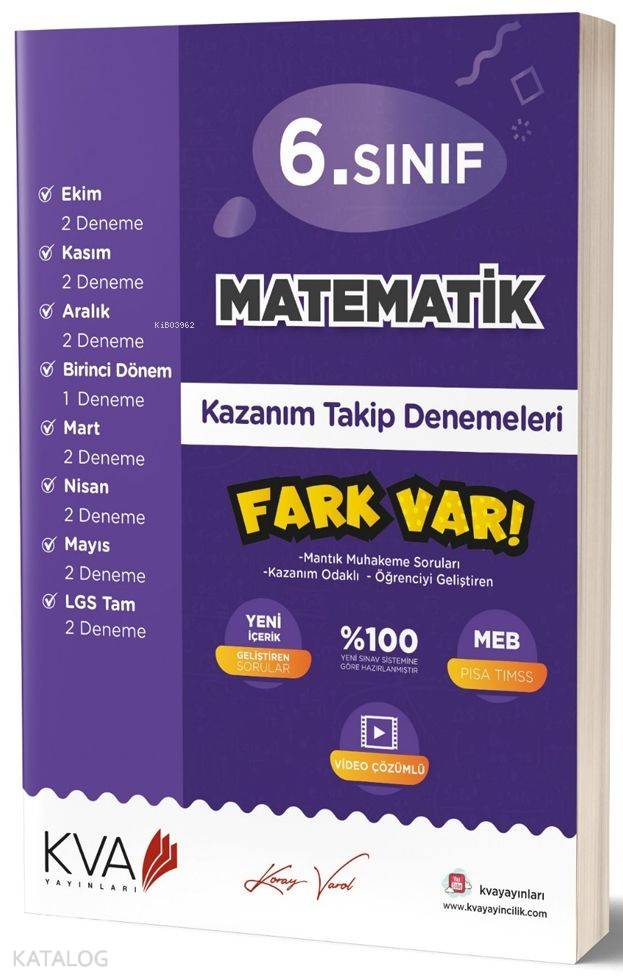 Koray Varol Yayınları 6. Sınıf Matematik Fark Var Kazanım Takip Denemeleri Koray Varol 