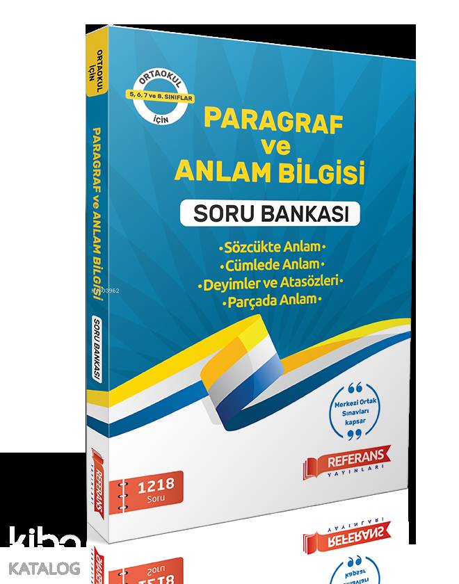Referans Yayınları Ortaokullar için Paragraf ve Anlam Bilgisi Soru Bankası (5-6-7 ve 8. Sınıflar) Referans 