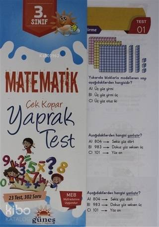  3 Sınıf Matematik Çek Kopar Yaprak Test | 3 Sınıf Matematik Çek Kopar Yaprak Test | Kolektif | Güneş Yayın Dağıtım | 9786057930392 