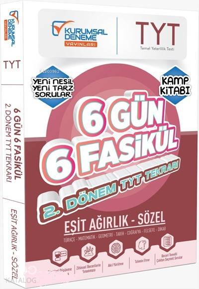Kurumsal Deneme Yayınları TYT Eşit Ağırlık Sözel 2. Dönem 6 Gün 6 Fasikül Genel Tekrar Kamp Kitabı Kurumsal Deneme 