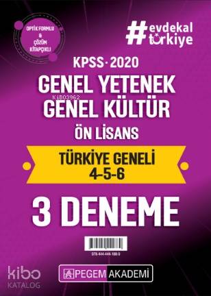 2020 KPSS Genel Yetenek Genel Kültür Ön Lisans Türkiye Geneli Deneme (4.5.6) 3'lü Deneme Seti