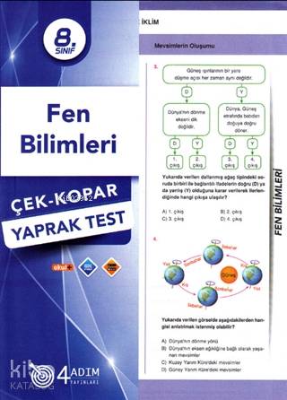  4 Adım 8 Sınıf Fen Bilimleri Yaprak Test | Kolektif | Doğru Orantı Yayınları(Hazırlık) | 9786052570784 | 