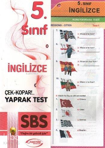 5. Sınıf İngilizce Yaprak Testler
