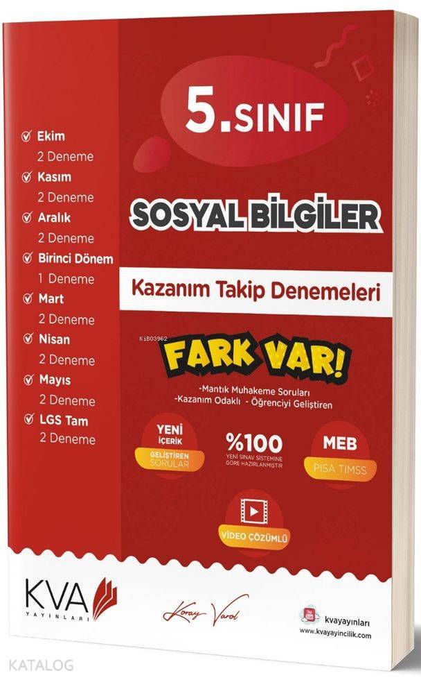 Koray Varol Yayınları 5. Sınıf Sosyal Bilgiler Fark Var Kazanım Takip Denemeleri Koray Varol 