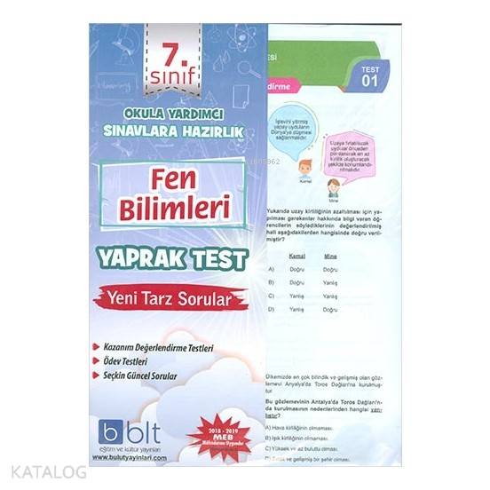  7 Sınıf Fen Bilimleri Yaprak Test | 7 Sınıf Fen Bilimleri Yaprak Test | Kolektif | Bulut Eğitim ve Kültür Yayınları | 9786057930002 