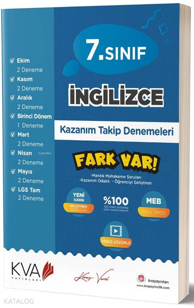 Koray Varol Yayınları 7. Sınıf İngilizce Fark Var Kazanım Takip Denemeleri Koray Varol 