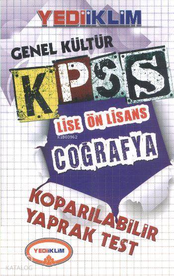 KPSS Genel Kültür Lise Ön Lisans Coğrafya Koparılabilir Yaprak Test 2014