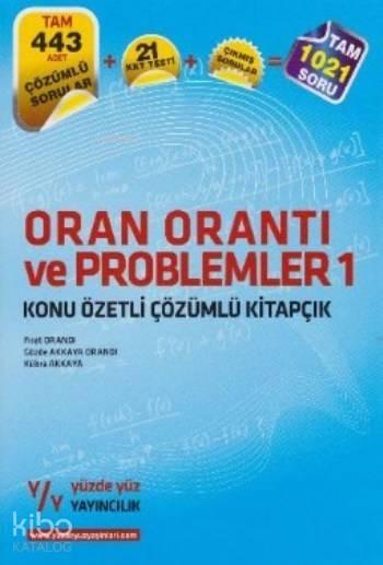 Yüzde Yüz Yayınları Oran Orantı ve Problemler 1 Konu Özetli Çözümlü Kitapçık Yüzde Yüz 