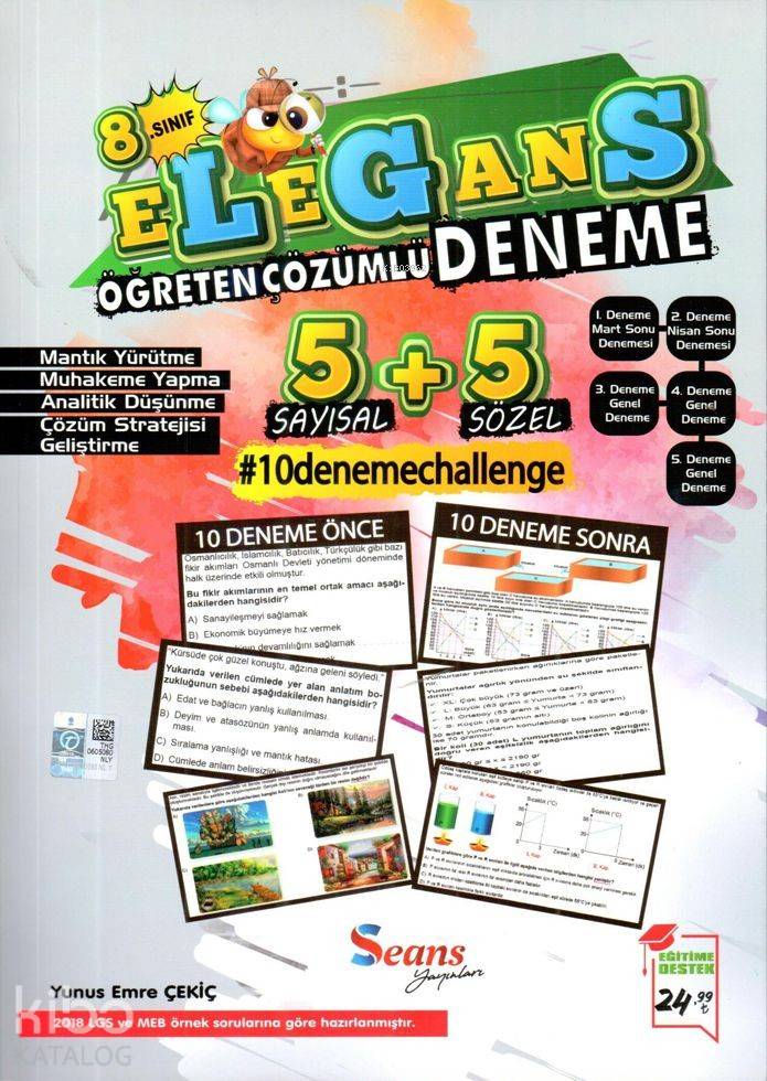 Seans Yayınları 8. Sınıf LGS Elegans Öğreten Çözümlü Deneme Seans 