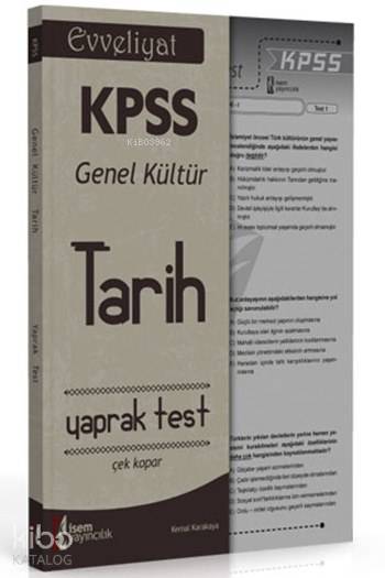 Evveliyat KPSS Tarih Çek Kopar Yaprak Test 2016