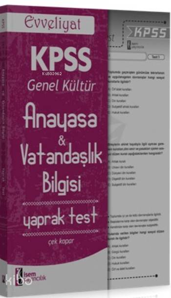 Kpss Genel Kültür Anayasa Ve Vatandaşlık Bilgisi 2016; Yaprak Test Çek Kopar