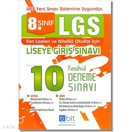  Bulut Yayınları 8 Sınıf LGS 10 Deneme Sınavı Bulut | Bulut Yayınları 8 Sınıf LGS 10 Deneme Sınavı Bulut | Kolektif | Bulut Eğitim ve Kültür Yayınları | 9786057930170 