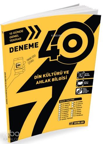 Hız Yayınları 7. Sınıf Din Kültürü ve Ahlak Bilgisi 40 Deneme Hız 