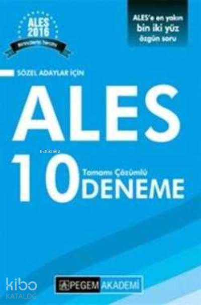 ALES Tamamı Çözümlü 10 Deneme-Sözel Adaylar İçin 2016