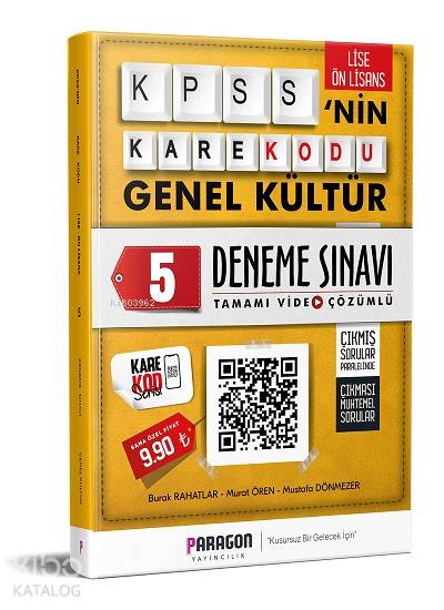 2020 Lise-Önlisans KPSS'nin KareKodu Genel Kültür Tamamı Video Çözümlü 5 Deneme Sınavı