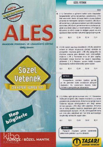 ALES Sözel Yetenek Çek Kopart Yaprak Test