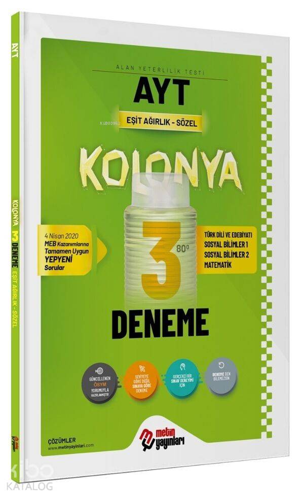 Metin Yayınları AYT Eşit Ağırlık Kolonya 3 Deneme 2020 Özel Metin 