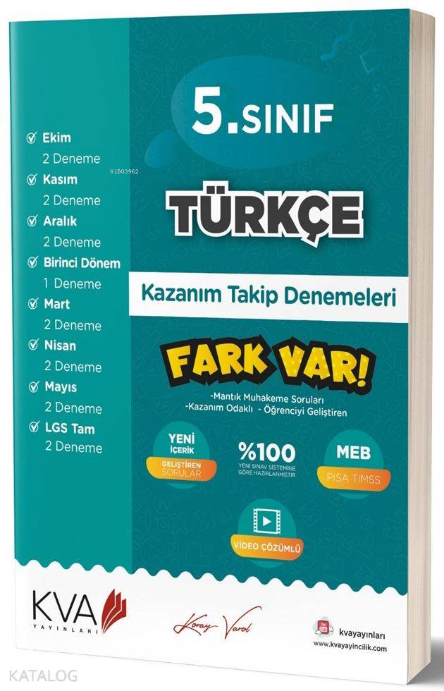 Koray Varol Yayınları 5. Sınıf Türkçe Fark Var Kazanım Takip Denemeleri Koray Varol 
