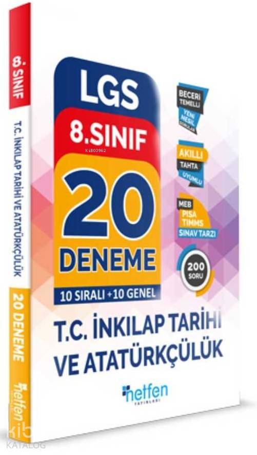 Netfen Yayınları 8. Sınıf LGS T.C. İnkılap Tarihi ve Atatürkçülük 20 Deneme Sınavı Netfen 